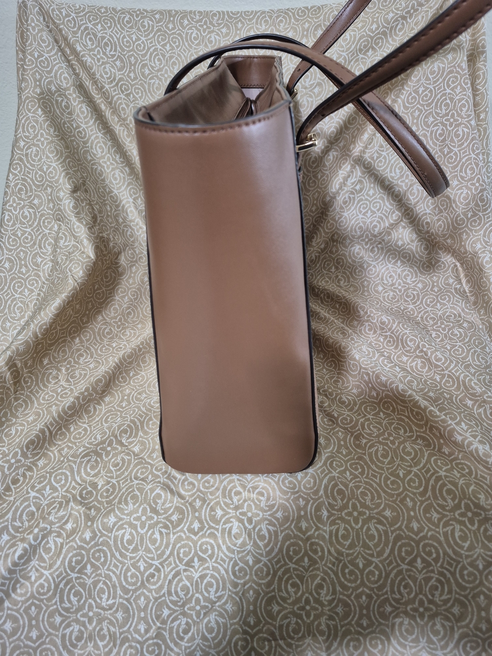 Michael Kors Brown Two-Tone MK Logo Tote - Picture 5 of 6